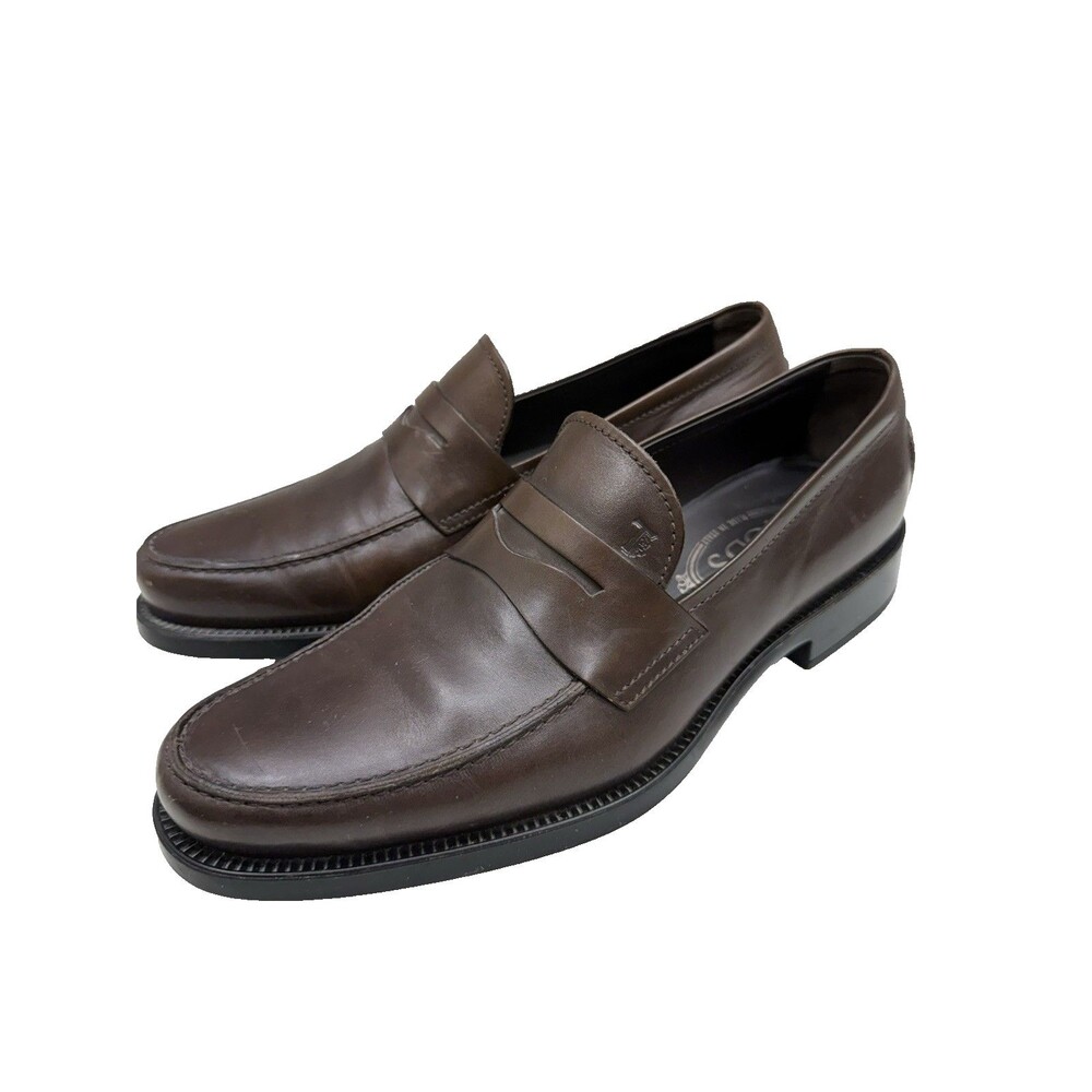 Tod's Loafers Size 8.5 Mens Leather Brown Dress Shoes Comfort